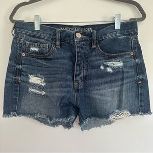 American Eagle Outfitters Blue Jean Shorts High-Waisted Distressed